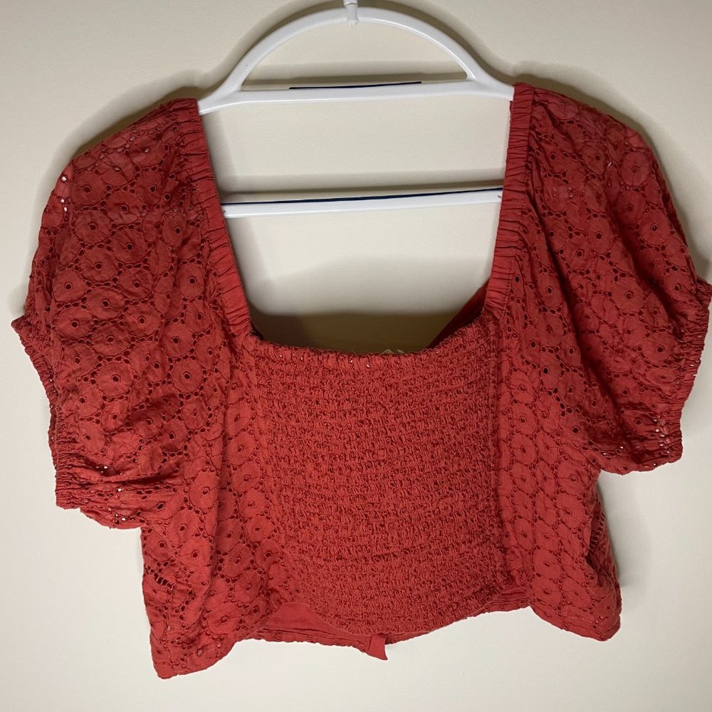 Lucky Brand Boho Cropped Rust Color Eyelet Front … - image 3